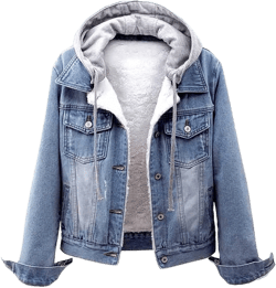 FORUU Women Denim Jacket With Hood,2021 Vintage Button Down Distressed Coat Short Jean Jacket Cute Coat With Pocket at Amazon Women's Coats Shop