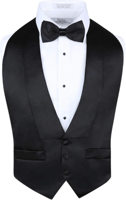 S.H. Churchill & Co. Men's Satin Backless Vest & Bow Tie Set - Black & White Available
