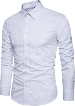 LOCALMODE Men's Slim Fit Cotton Business Shirt Solid Long Sleeve Button Down Dress Shirts