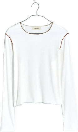 Contrast-Stitched Crewneck Crop Tee