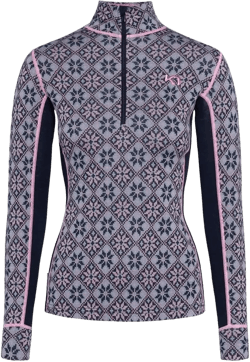 Kari Traa Rose Half Zip Women's Base Layer Top - 100% Merino Wool Fitted Long Sleeve Knit Thermal Shirt