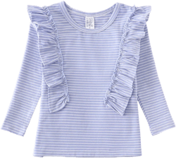 Blue stripe ruffle shirt