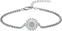 zeqingjw Sunflower Urn Bracelet for Ashes for Women Cremation Jewelry Link Memorial Keepsake Bracelet for Human Pet Ashes Silver