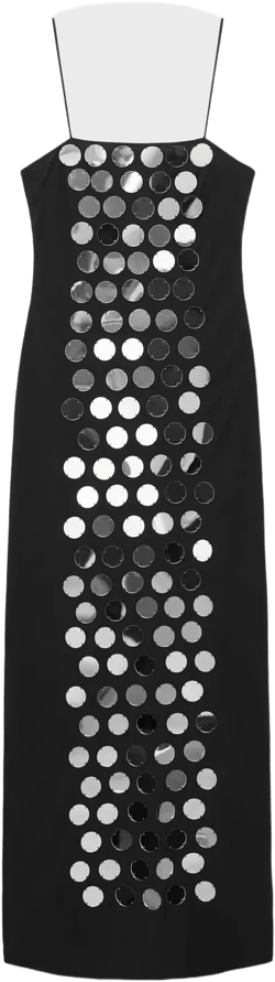 Dress with mirrors and back opening