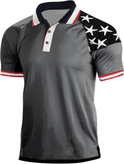 FlekmanArt Summer T Shirt for Mens Retro Digital Print Lapel Outdoor Blouses European and American Short Sleeve Casual Tops Gray-8 XX-Large