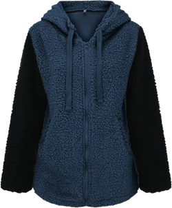 JEsilunmaMY Womens Color Block Sherpa Jacket Long Sleeve Fuzzy Fleece Teddy Hooded Coats Warm Winter Shaggy Shearling Outwear 3X-Large Blue