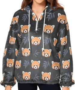 Naanle Hoodies Womens Sweatshirts Fuzzy Hoodies Warm Fleece Pullover Sweaters Fluffy Tropical Red Panda Hoodies for Women Large Multicolor08