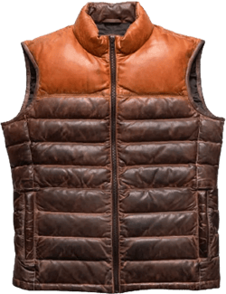 Zulin Puffer Vest Men Real Lambskin Leather Quilted Down jacket Two Ton Tan and Brown Color |Outdoor Sleeveless Mens Vests | XX-Large Leather