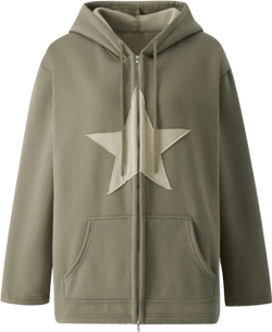 Women Y2k Zip Up Hoodies Vintage Star Graphic Oversized Long Sleeve Sweatshirt E-girl Harajuku Jacket Streetwear