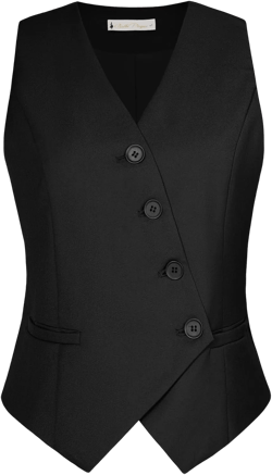 Belle Poque Waistcoat Vest for Women Suit Vest Tops Asymmetrical Hem Tuxedo Vest Sleeveless Blazers Jackets Black Medium