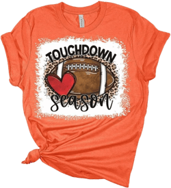 Football Shirts for Women Touchdown Season Tshirt Cute Leopard Bleach Print Fall Graphic Tees 4X-Large Orange