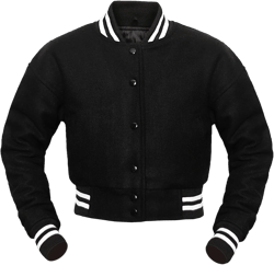 Cropped Jacket Varsity Letterman Crop Jackets for Women Wool Body Leather Sleeves Full Wool/Leather/Sublimated Jacket Black - White Stripes Full Wool X-Large