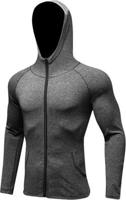 Locachy Men's Slim Lightweight Full Zip Up Running Workout Track Hoodie Jacket Active Sweatshirts with Zipper Pockets X-Large Dark Grey