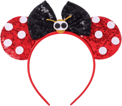 Mouse Ears Bow Headband Cat ear headbands for Women Girls, Kitty ear Glitter Snowflake Hair bands for Christmas Party Supplies Hot Pink Princess Dress Up