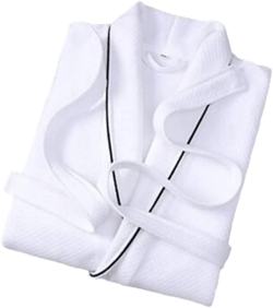 Men Waffle Dressing Gown, Unisex Cotton Sleep Lounge Robes, Male Long Kimono Bathrobes, for Home Leisure Sleepwear (Color : White Men, Size : Medium)