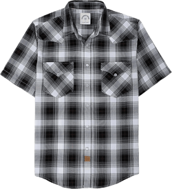 Dubinik®50% Viscose derived from Bamboo,50% Polyester Mens Short Sleeve Western Cowboy Pearl Snap Casual Plaid Shirts for Men XX-Large Black White
