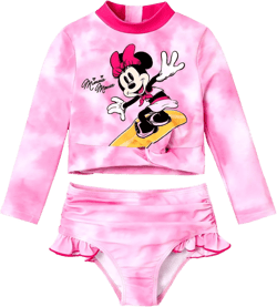 Disney Mickey and Friends Sibling Matching Swimsuits Rash Guard Top and Swim Bottom Set
