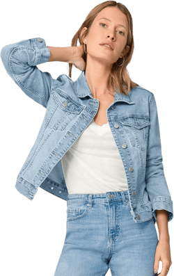 ellos Women's Plus Size Classic Denim Jacket Oversized Jean Jacket