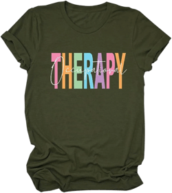 Occupational Therapy Shirts for Women OT Assistant T-Shirts Graphic Tees Occupational Therapist Gifts Short Sleeve Tops XX-Large Dark Green