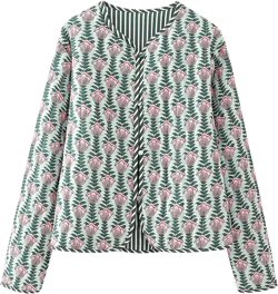 Yimoon Quilted Jackets for Women Reversible Floral Print Open Front Lightweight Cropped Puffer Jacket Outwear at Amazon Women's Coats Shop