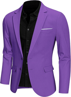 Hihawk Men's Linen Blazer, Two Button Slim Fit Casual Suit Jacket, Daily Lightweight Sport Coat XX-Large Deep Purple