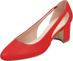 YDN Women Formal Block Heel Cutout Pumps Round Toe Slip On Patent Basic Office Dress Shoes 5 Red