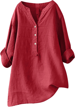 Women's Plus Size Cotton Linen Trendy Tops Button Up Shirts Dressy Casual Blouse to Wear with Leggings J015-red 5X-Large