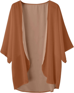 Women Chiffon Kimono Cardigan Solid Color Loose Cover Ups Casual Lightweight Flowy Blouse Beach Trendy Coat Brown-3 XX-Large