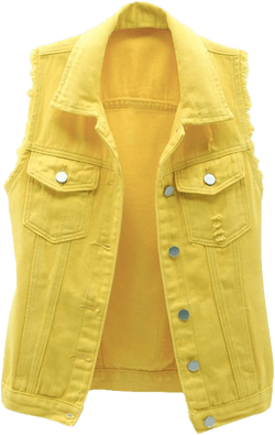 Womens Denim Vest Washed Ripped Crop Sleeveless Jacket Candy Color 4X-Large Yellow