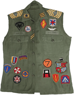 Vintage Skeleton Patched Army Shirt Vest