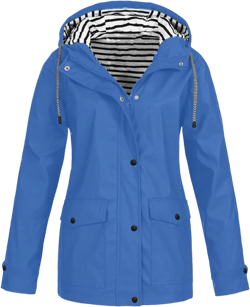HTHLVMD Rain Jacket Women 2024 Yellowjackets Fall Lightweight Waterproof Windbreaker Outdoor Hooded Trench Coat for Women 12-light Blue 3X-Large