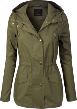 Design by Olivia Women's Lightweight Front Zipper Solid Utility Anorak Hoodie Vest/Jacket 1X Olive