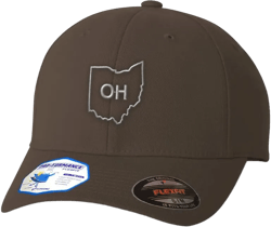 Custom Flexfit Hats for Men & Women Ohio State Map Oh Embroidery Polyester Dad Hat Baseball Cap Dark Grey Design Only Large-X-Large