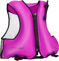 Snorkel Vest for Adults, Inflatable Snorkeling Vest, Swim Jackets, Inflatable Safety Float Jackets for Women/Men, 40-100kg, Swimming Vests for Kayaking, Paddle Boarding, Fishing, Surfing Pink
