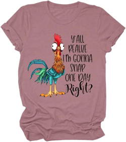 Women's Funny Farmer Graphic Tee Shirts Casual Chicken Lover Gifts Short Sleeve T Shirt Farm Tops Small Pink