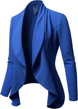 Women's Solid Formal Office Style Open Front Long Sleeves Blazer - Made in USA X-Large Aawbzl0001 Royal