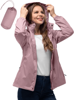 33,000ft Women's Rain Jacket Waterproof Lightweight Packable Raincoat with Hood for Golf Hiking Travel Windbreaker