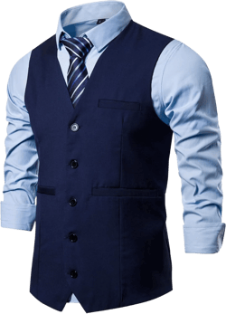 Mens Formal Business Suit Vests 5 Buttons Regular Fit Waistcoat for Suit or Tuxedo Navy Blue 4X-Large