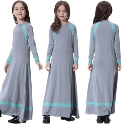 ODASDO Kids Girls Adorable One Piece Muslim Abaya Dresses Long Sleeve Slim Fit Casual Ramadan Prayer Robe Dress