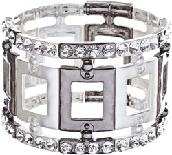 Fashion Square Linked Crystal Stretch Bracelet Black