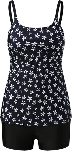 Tankini Swimsuits for Women Tankini Swimsuits for Women Two Piece Tummy Control Bathing Suits Blouson Tankini Top with Sporty Boy Shorts Swimwear