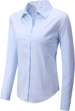 Women's Slim-Fit Button Down Shirts Stretchy Cotton Long Sleeve Work Blouse X-Small Light Blue
