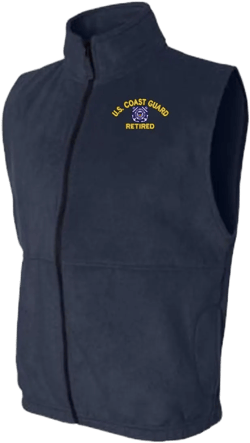 MilitaryBest U.S. Coast Guard Logo Retired Full-Zip Fleece Vest X-Large Navy Blue