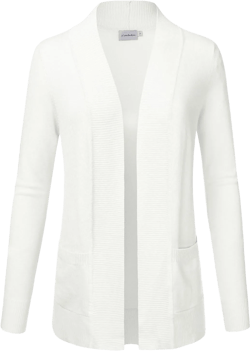 JJ Perfection Casual Open Front Knit Cardigan Long Sleeve with Side Pockets Basic Sweater Jackets for Womens with Plus Size X-Large Awocal0212_ivory