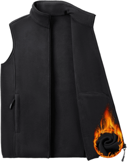 PEGENO Men's Fleece Vest, Full-Zip Lightweight Sleeveless Outdoor Jacket With Zip Pockets