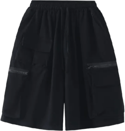 Hewlshawn Women's Summer High Waist Athletic Shorts Unisex Loose Hiking Cargo Pants Bermuda Streetwear Small Black