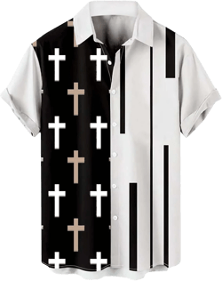 Camp Collar Shirt Men Striped Short Sleeve Hawaiian Shirts Summer Bowling Shirts Relaxed-Fit Casual Beach Tops
