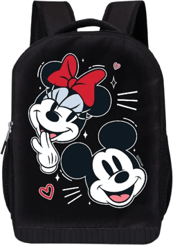 Disney Minnie Mouse Black Backpack for Women and Kids - 17 Inch Air Mesh Padded Womens Knapsack for School and Travel (Minnie Red)