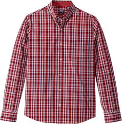 IZOD Men's Button Down Long Sleeve Stretch Performance Plaid Shirts Medium Biking Red/Navy/White Plaid