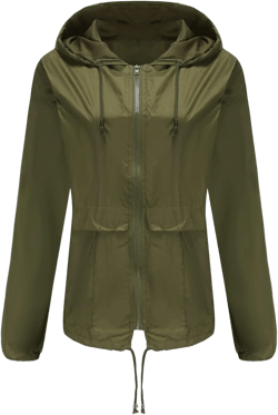 Lightweight Waterproof Rain Jacket Women Casual Solid Sun Protection Coats Packable Hooded Raincoat for Hiking Army Green XX-Large